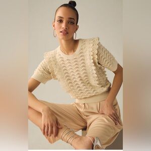Kachel Anthropologie short sleeve sweater with ruffles